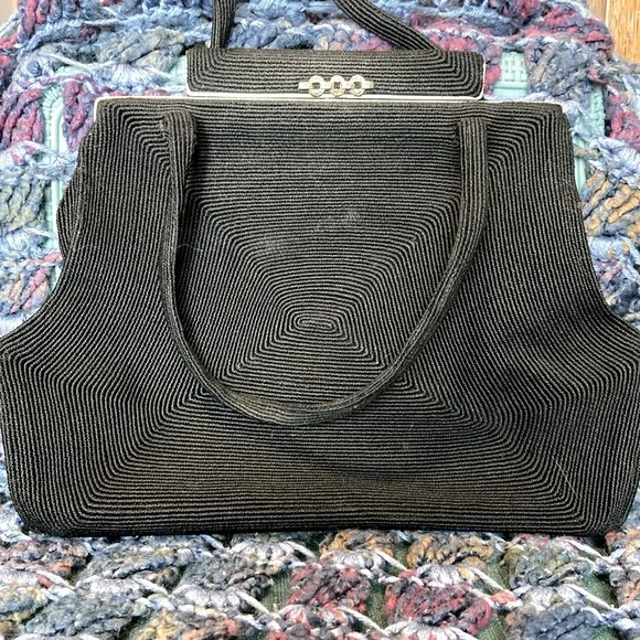 1940s Genuine Korday black cord handbag/clutch. Vintage - Picture 2 of 8
